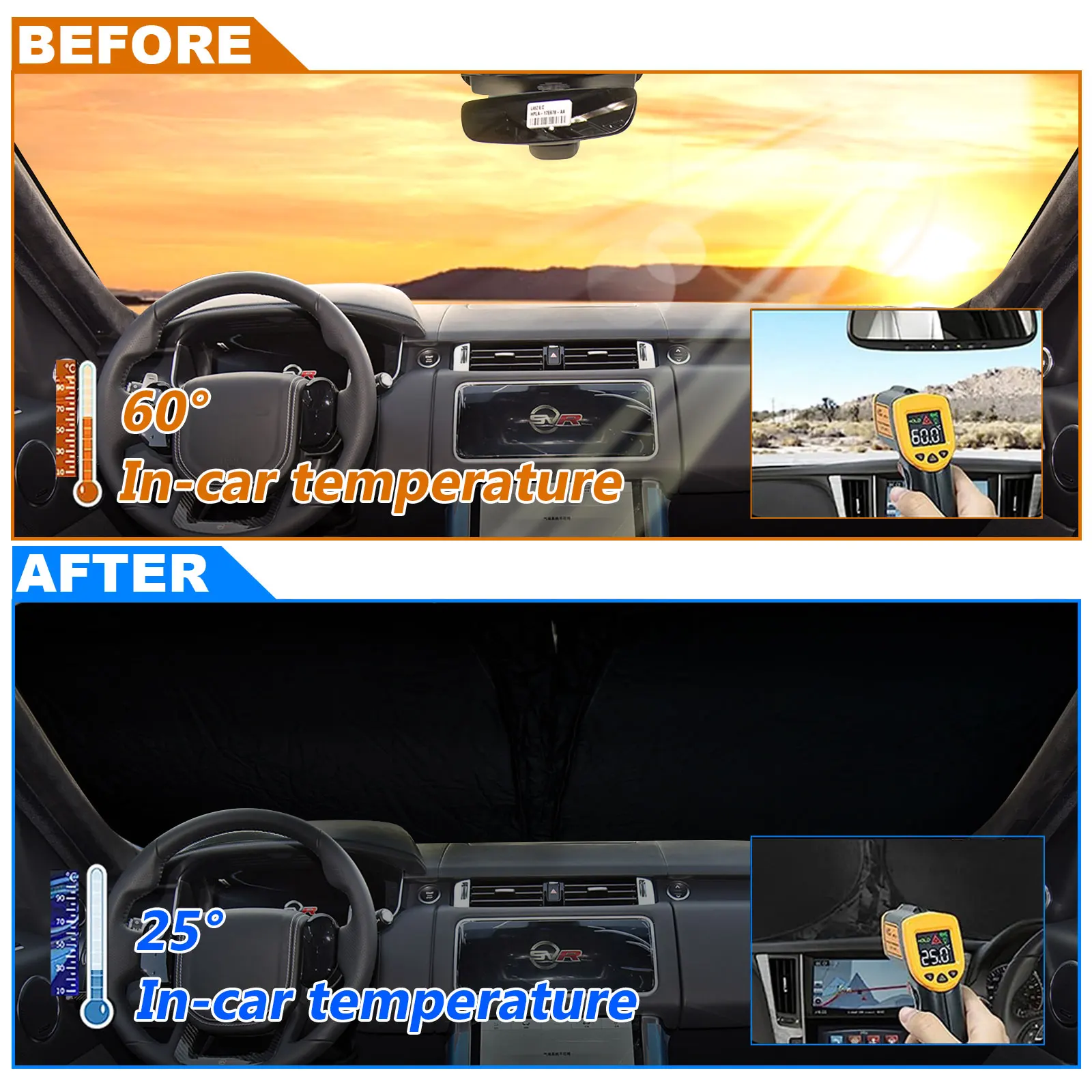 Premium Foldable Windshield Sunshade Sun Visor Protector - Blocks UV Rays