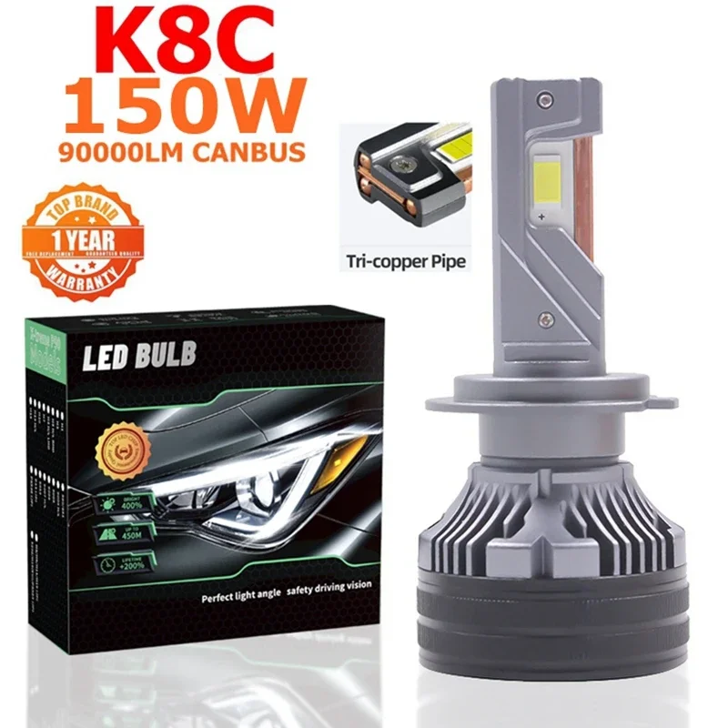 K8C 150W 90000Lm H7 Lampadina A Led Led H7 Kit Faro Fendinebbia H4 H7 H8 H11 H1 9005 9012 Lampada A Led Per Auto Lampadina A Led Per Fari K5C K6C K7C