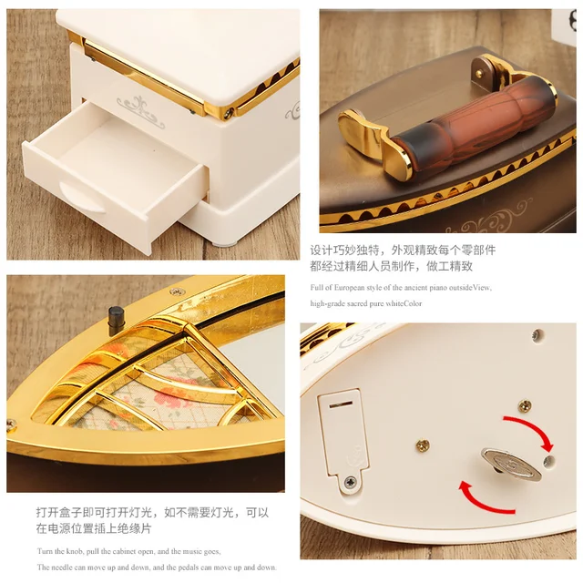 Vintage Vas Mechanikus Zenei Doboz Lányoknak Nők Barátnő Lánya Retro Asztali Kávézó Bár Otthoni Dekoráció Gyermek Ünnepi Ajándékok - Image 4