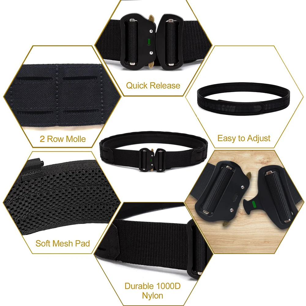 Tactical girdle belt1000D Nylon Molle Belt 2 Inch Multifunctional laser cutting Quick Release Metal Buckle Belt
