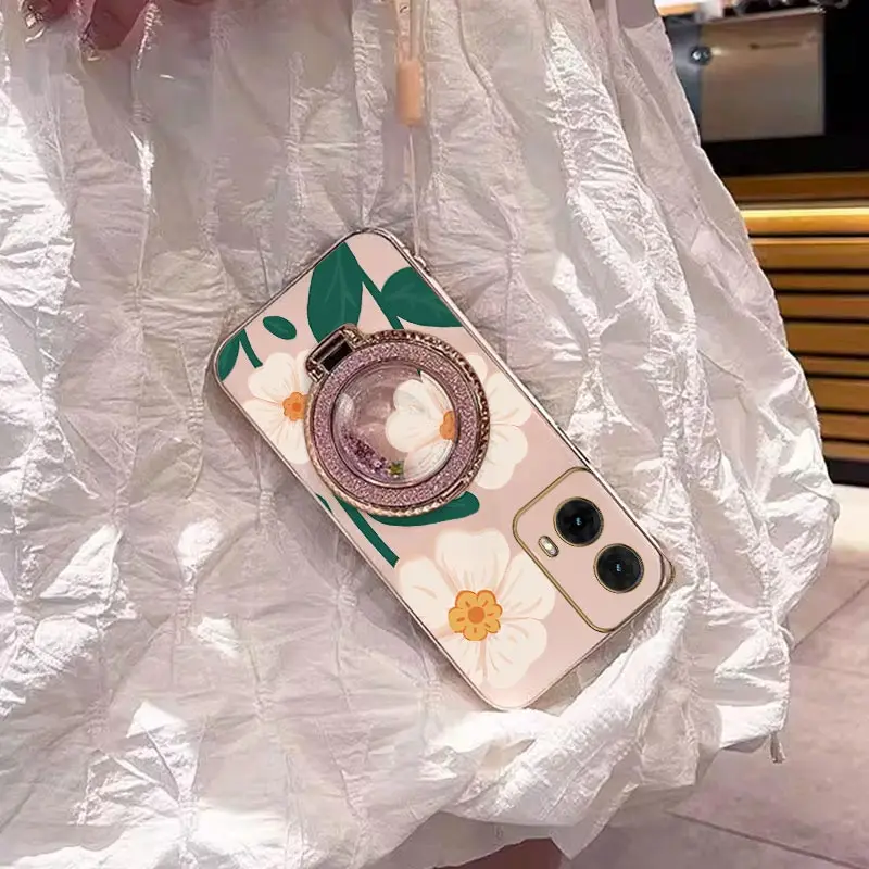 White Floral Plating Phone Case Cover