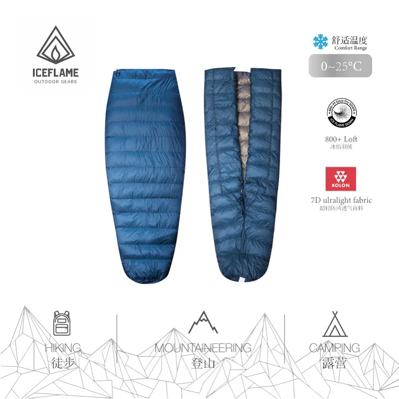 Ice Flame White Goose Down Mummy Sleeping Bag, Ultraleve Duck Mat, Underquilt para Hammock, Mochila, Camping, Caminhadas, Novo, UL