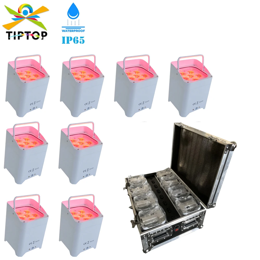 

8 в 1 Flightcase Pack 6x18W Led Big Len алюминиевый DMX водонепроницаемый аккумулятор Par Светильник Disco вечерние Lights для церковного События дня рождения