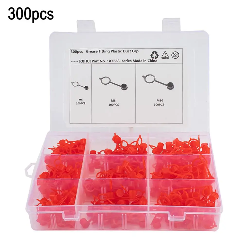 

300 Pieces Fitting Cap Grease Zerk Brake Screw Caps Cover with Keeper
