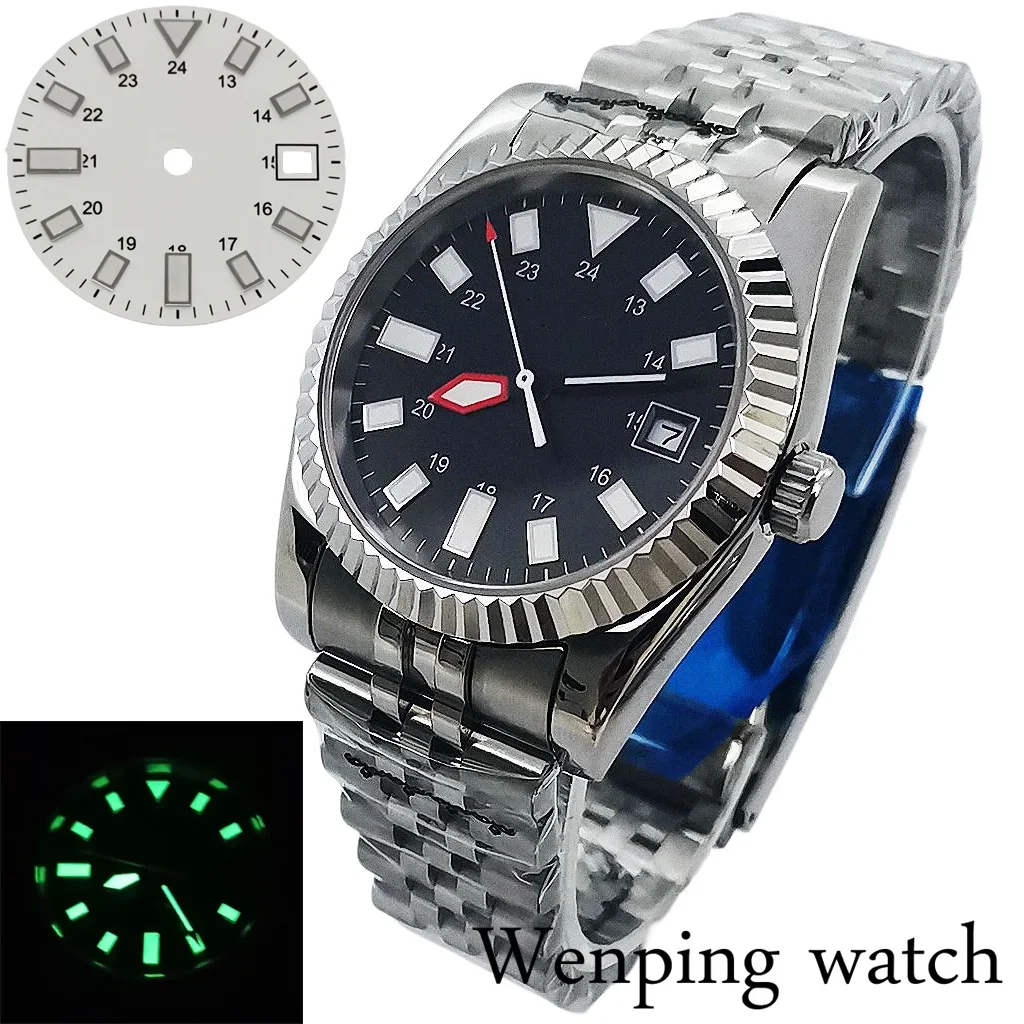 

New 36mm/39mm Men's Casual Automatic Watch Silver Case Black/White Dial Sapphire Glass Miyota 8215 Mingzhu 2813 PT5000 Movement