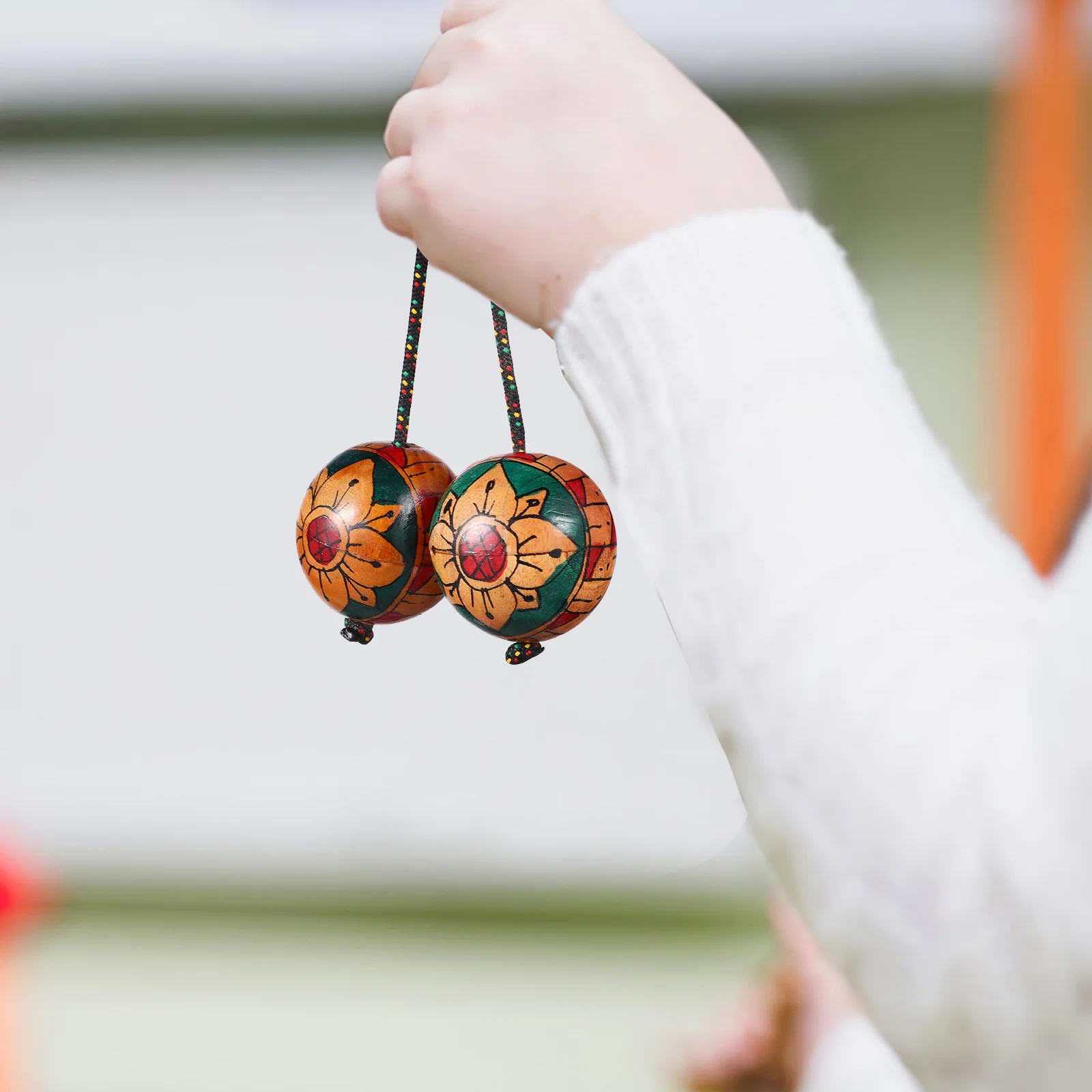 Shaking Rhythm Double Balls Indonesian Hand-painted Maracas Style Percussion Musical Instruments