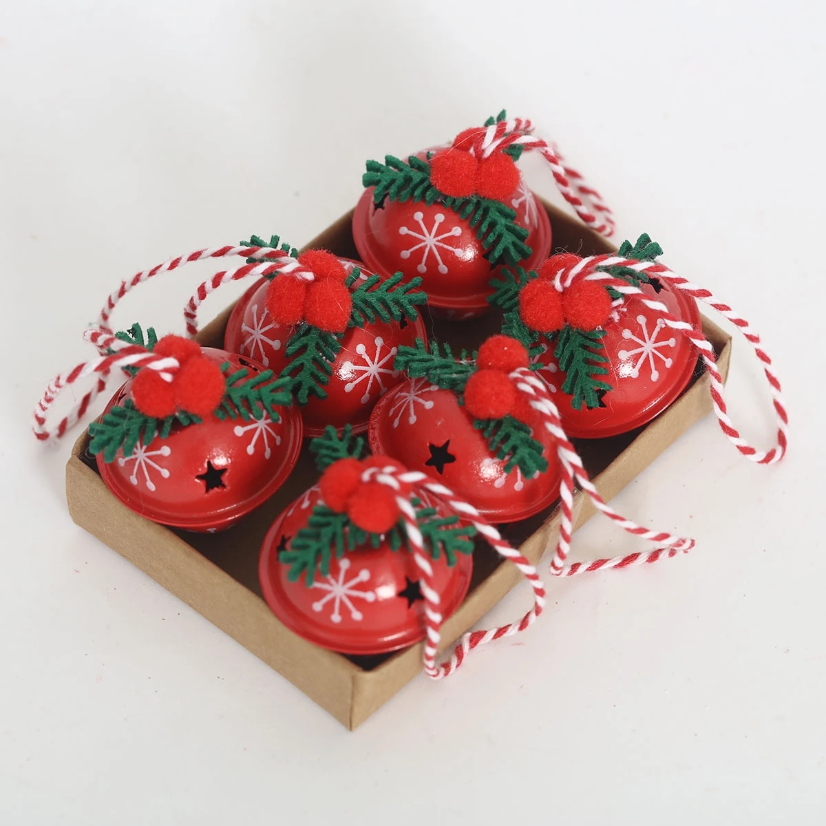 

6 Pcs/Lot Christmas Red 4cm Metal Bell Pendant Tree Decoration Gift