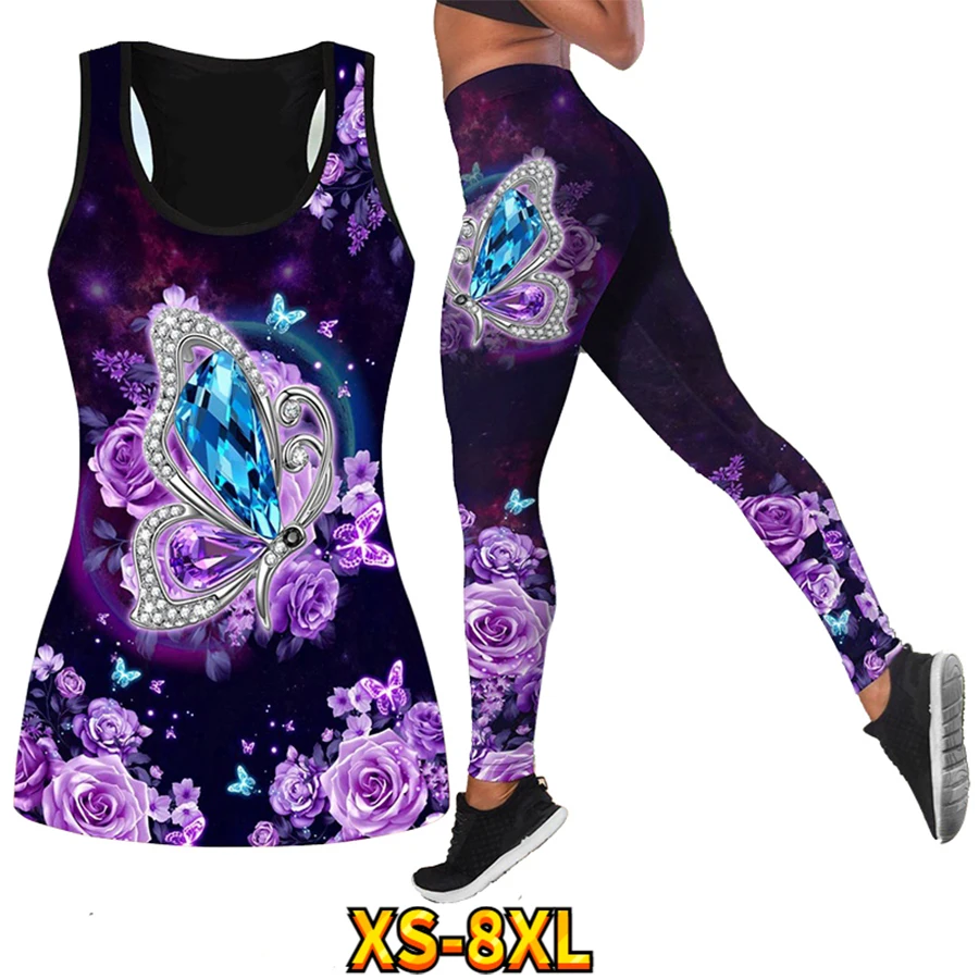 새로운 패션 여성 스포츠 레깅스 바지 세트 높은 허리 요가 바지 XS-8XL