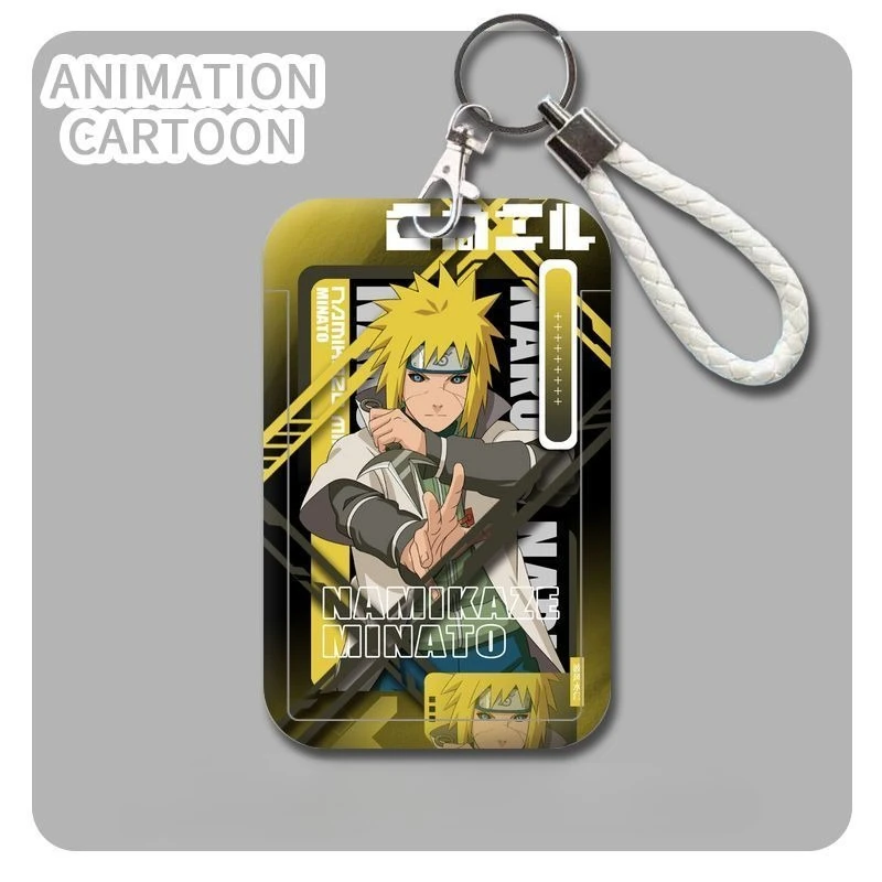 Naruto & Sasuke Cartoon Card Holder with Anti-Loss Case and Pendant