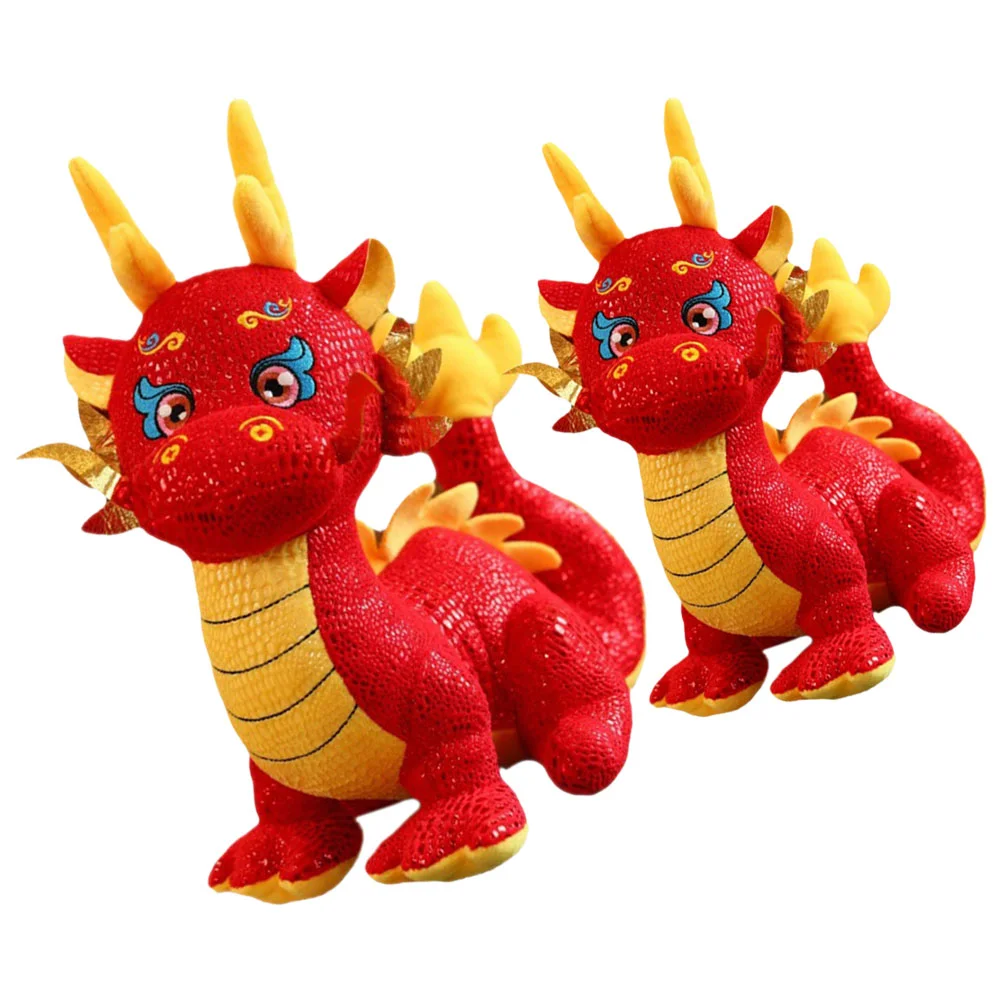 

2pcs Plush Dragon Toy Chinese Zodiac Dragon Stuffed Dragon Desktop Dragon Decor