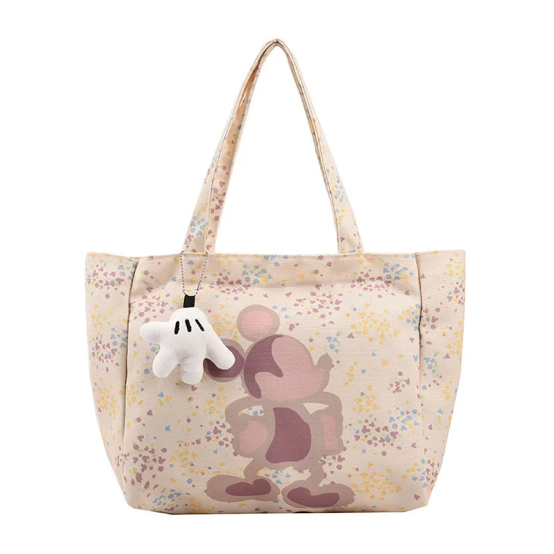 Cute Cartoon Striped Canvas Tote Women Large Capacity Bag Handbag Printing Shoulder Bag