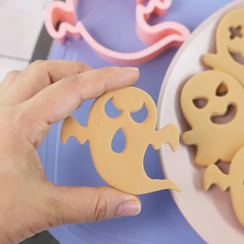Halloween Cookie Cutters DIY 10Pcs/ Set Ghost Face Biscuit Fondant Embosser Stamp Cake Decorating Tool Baking Supplies