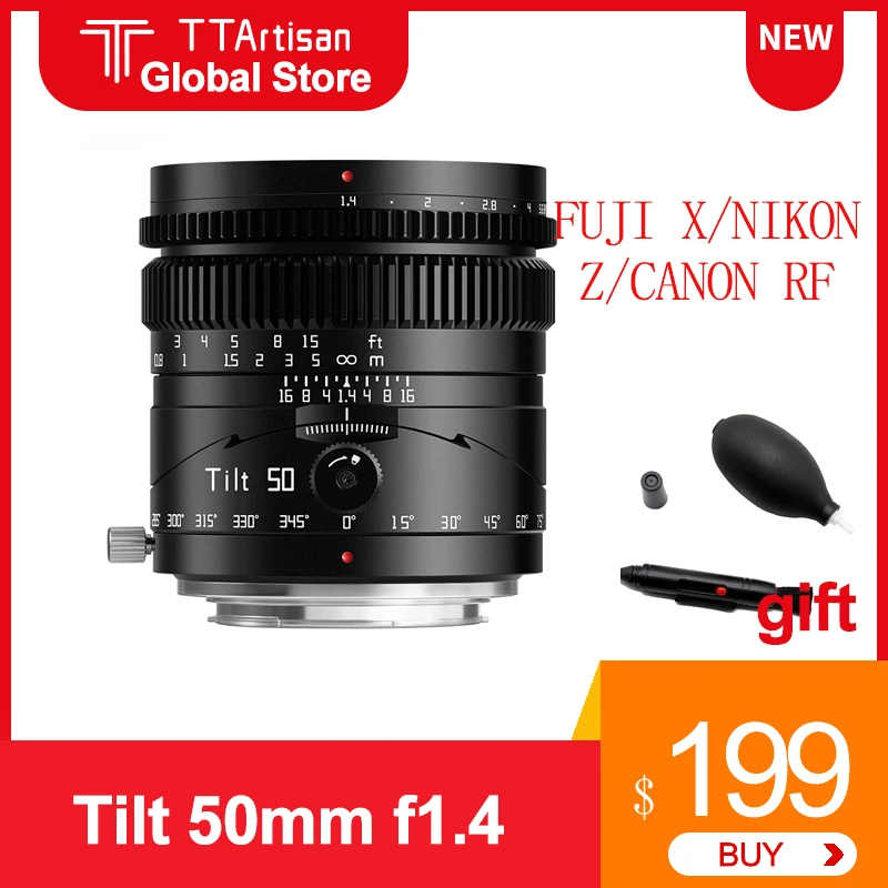 Ttartisan Tilt 50Mm F1.4 Obiettivo Verticale Manuale Full Frame Compatibile Con Fotocamera Nikon Canon Fuji Mirrorless