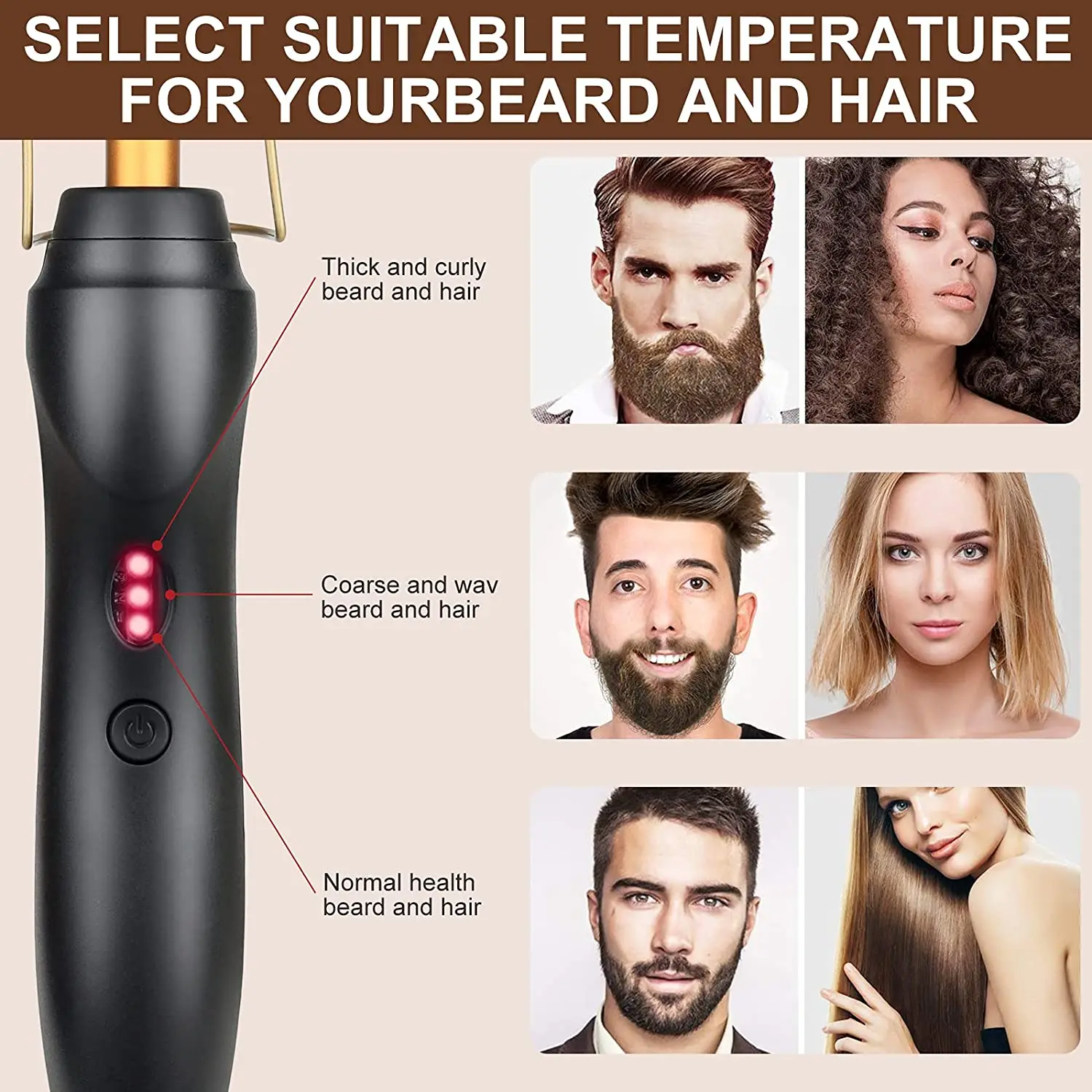 Electric Hot Comb Hair Straightener Flat Iron Heat Pressing Comb Portable Anti-Scald Wigs Beard Hair Straightening Press Comb 3