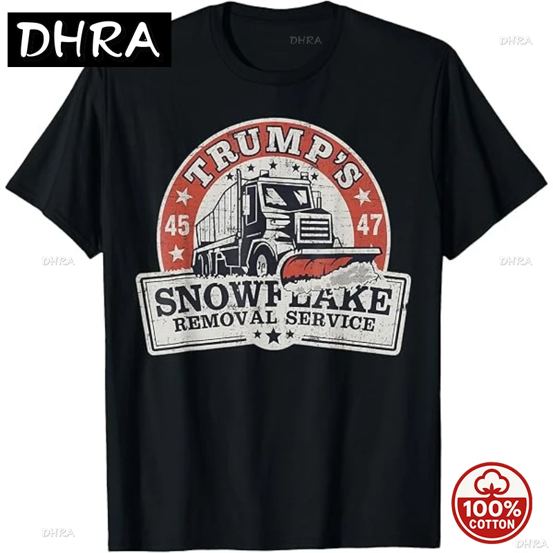 Chemise politique drôle Trump Service d'élimination des flocons de neige imprimé 100% coton T-Shirt drôle surdimensionné noir T-Shirt décontracté hauts
