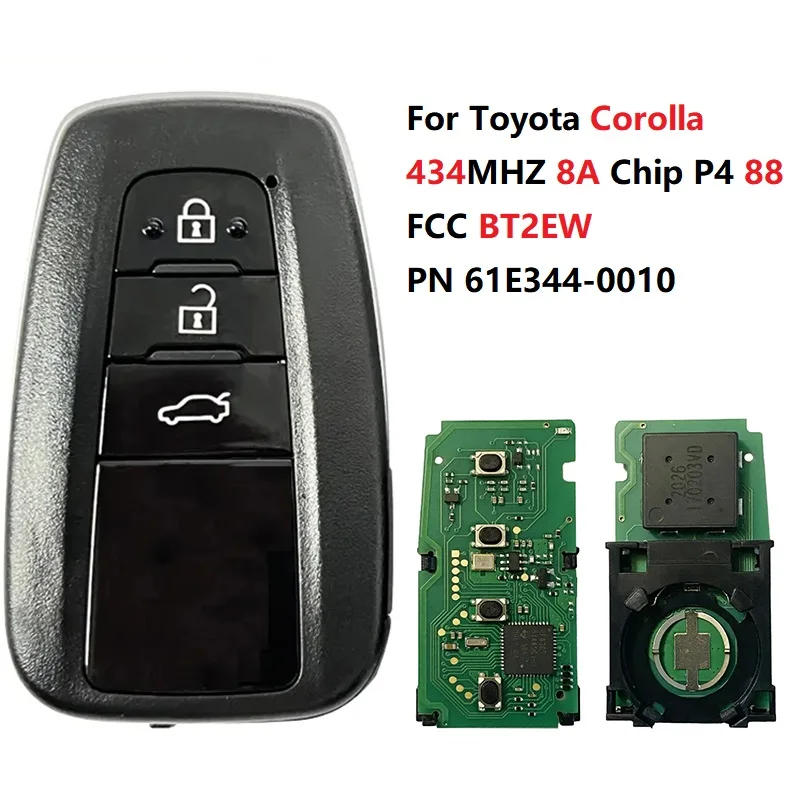 Toyota Corolla Smart Key 3 Buttons 8A Chip 434MHz BT2EW 61E344-0010 1 Toyota Corolla Smart Key 3 Buttons 8A Chip 434MHz BT2EW 61E344-0010 1