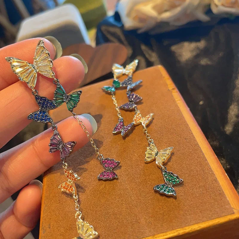 

Серьги-кисточки с бабочкой из стерлингового серебра