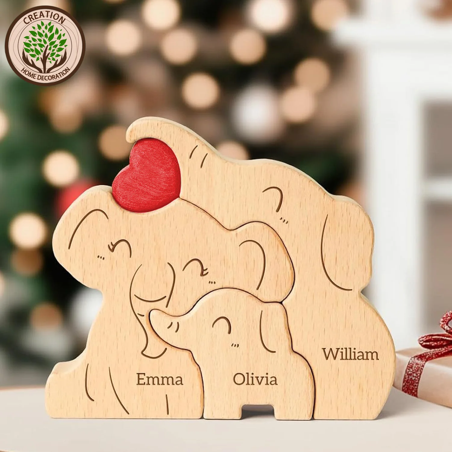 Wooden Family Puzzles ornament crafts miniature figurines miniature ornament wooden figurine crafts glass fruit pendants wooden bear family puzzle Name Art Animal Puzzles Elephant Ornaments Free Carving Gifts for Family Thanksgiving Day Gifts