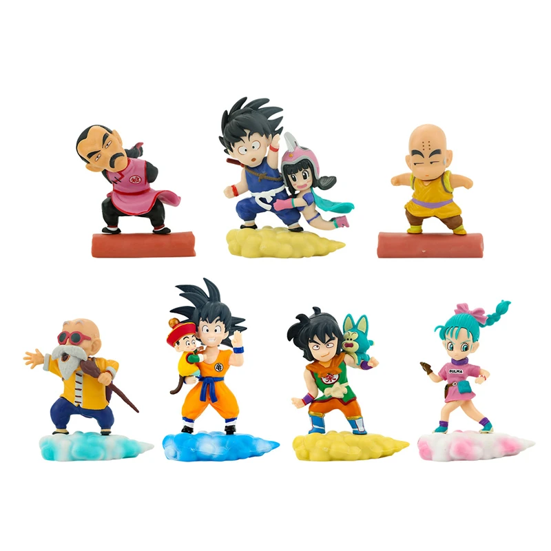 7pcs/Set Anime Dragon Ball Z Action Figures Colorful Cloud Series PVC Model Toys Collection Kawaii Goku Doll Adult Children Gift
