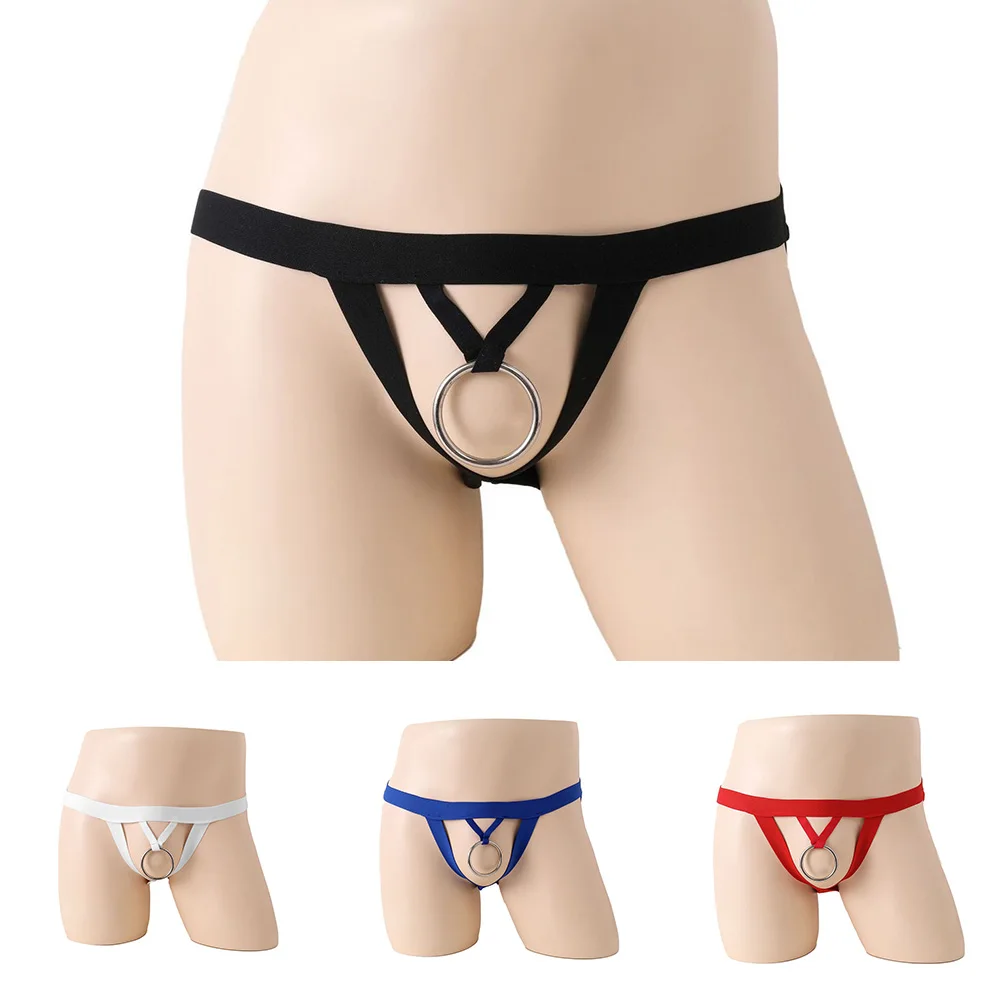 Hot New Mens Buttocks Hollow O-Ring Hole Thongs Panties G-String Lingerie Crotchless Jockstrap Sleepwear Underwear Underclothes men dot briefs sissy pouch panties buttocks hollow g string low waist thongs underwear female sleepwear knickers lingerie