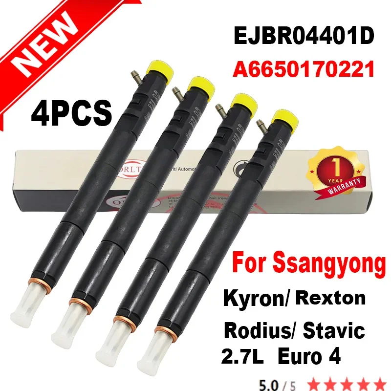 

4PCS EJBR04401D Fuel Injector Nozzle Diesel Injector EJBR04401Z for Delphi SSANGYONG Kyron REXTON 2.7L 6650170221 A6650170221