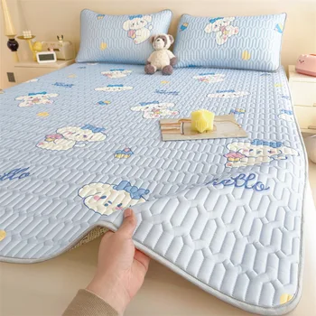 Draps de lit en Latex de soie glacée, couvre-lit multi-styles imprimé, résistant à l'usure, matelas ajusté, 2 pièces/3 pièces 1