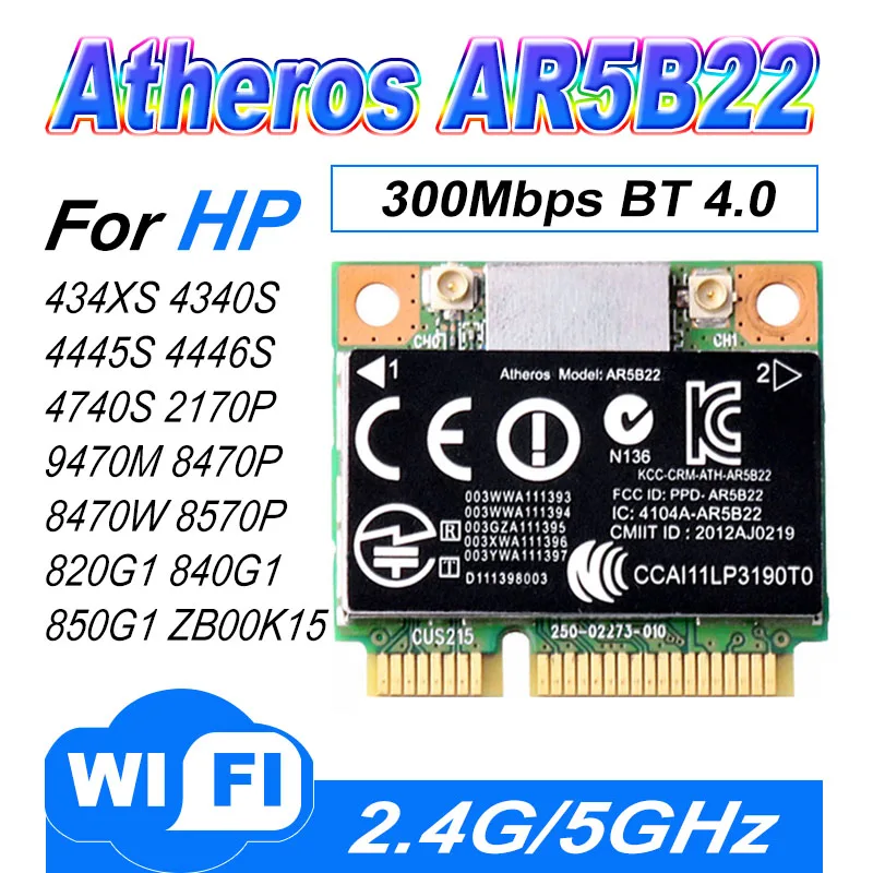 Ar5B22 Ar9462 802.11A/B/G/N 2.4G/5G Wifi Bluetooth 4.0 Per Hp Sps 676786-001 4540S 4445S 4340S 4740S 2170P 9470M Card