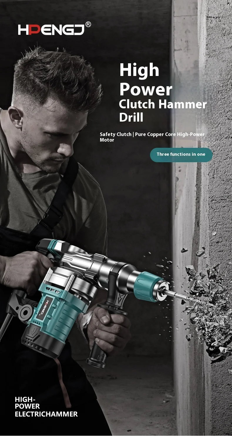 3-in-1 Multifunctional electric hammer and pickaxe Industrial grade high power