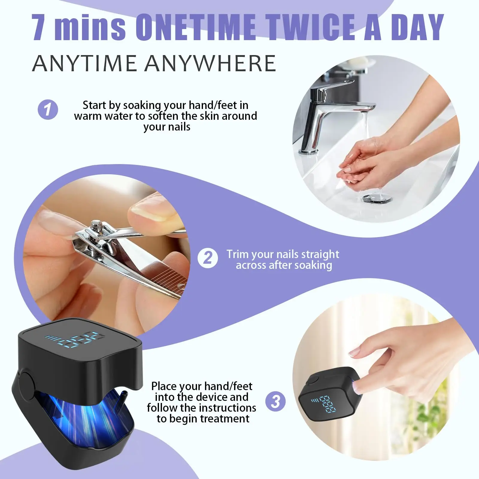 Nail Laser LED Light Device 910nm407nm Wavelength Toenail Fungus Treatment For Damaged DiscolorationFingernails_voghion.com