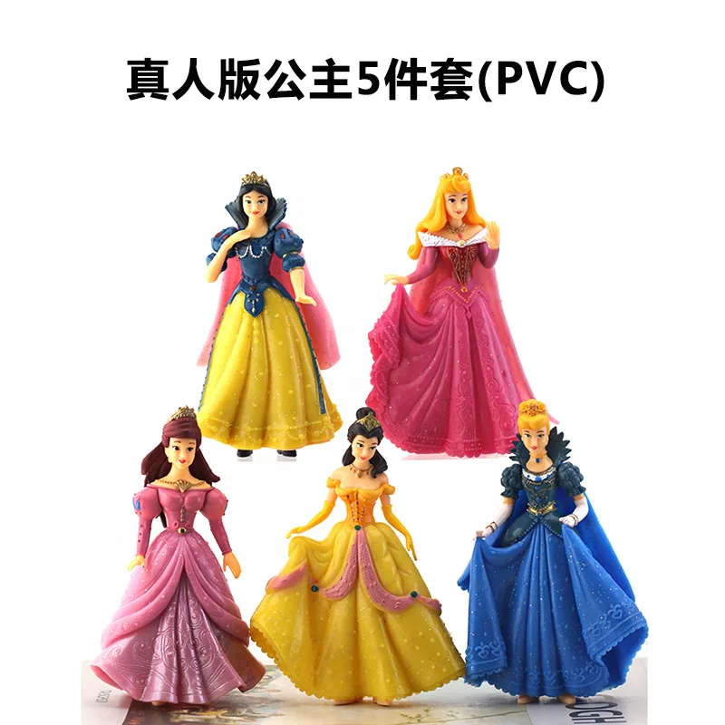 6 Pz/Set 13Cm Disney Princess Belle Ariel Mermaid Cenerentola Jasmine Elsa Ariel Sleeping Beauty Model Toy Dolls Gifts