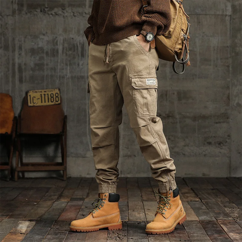 

New men's casual pants Solid color straight tube loose fitting work pants Outdoor sports men's pants Multi pocket casual pants