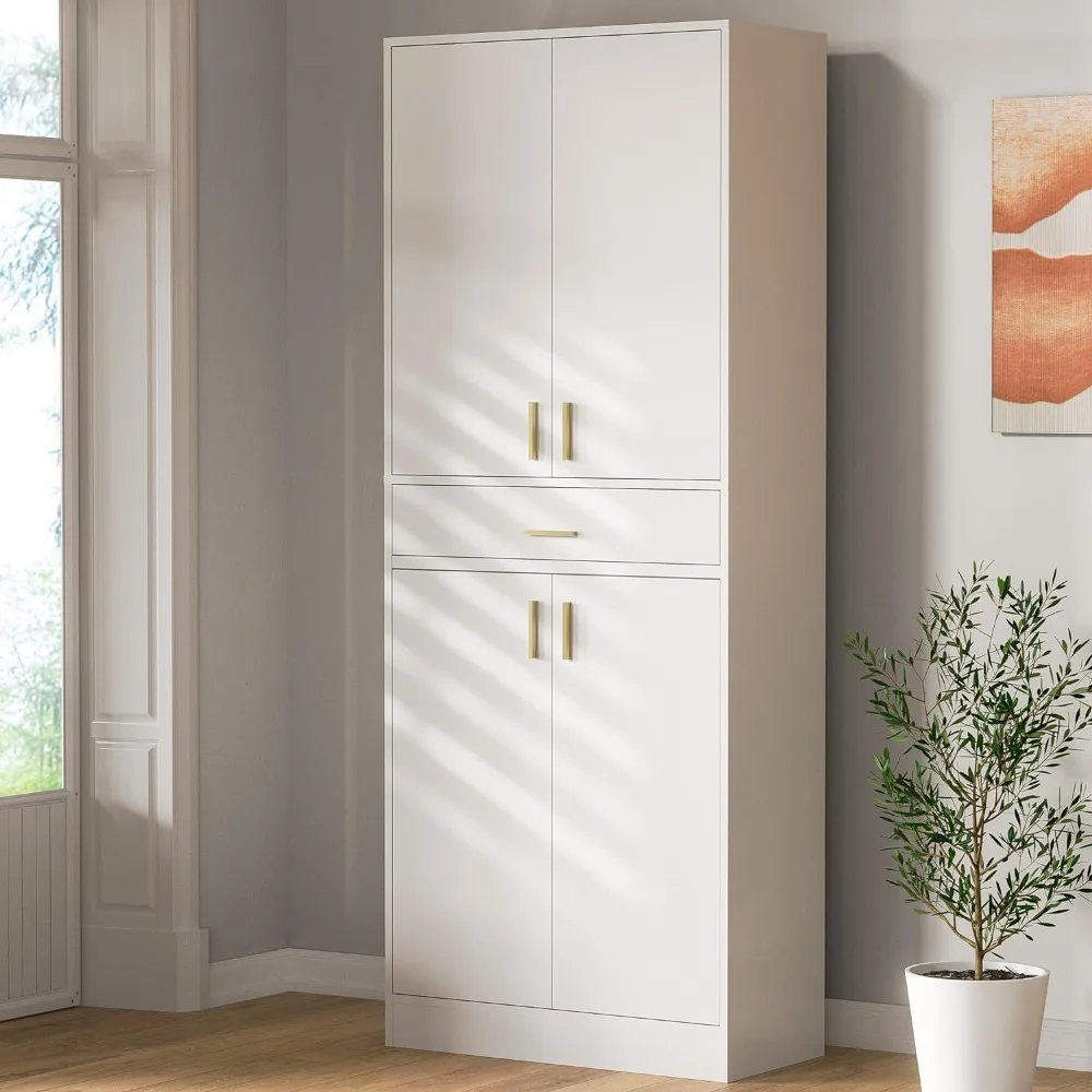 

Cozy Castle 71" Tall Kitchen Pantry Storage Cabinet, Freestanding Cupboard Cabinet with Doors and Drawer for Kitchen