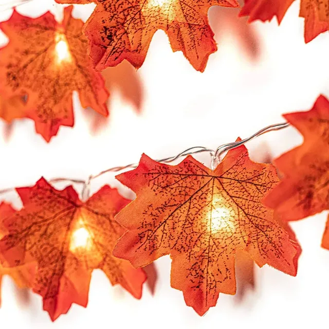 2/3/6M Halloween LED Lights String,Artificial Maple Leaf Lantern Garland,Halloween Christmas Thanksgiving Day Home Decorations 2