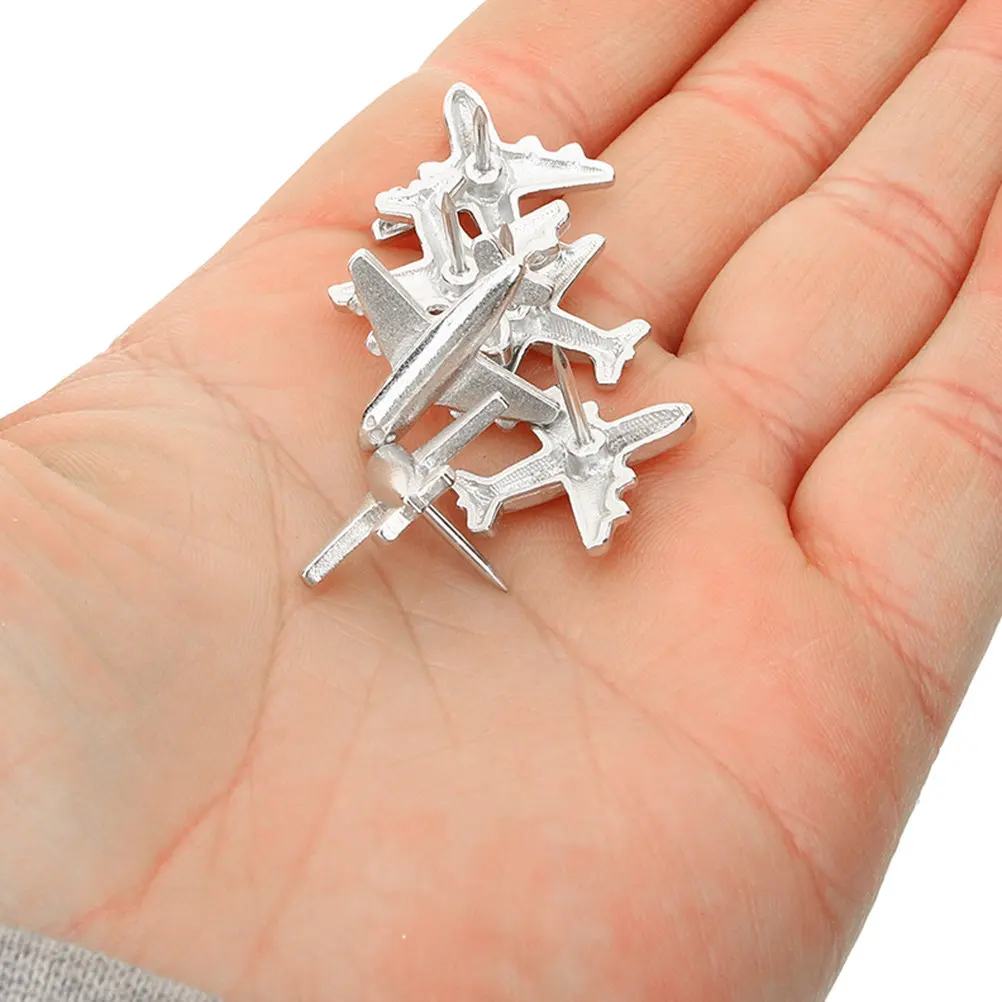 30개 금속 비행기 모양 푸시핀, 장 압정, 게시판, 지도, 사진 벽, 사무실, 코르크보드 핀, 비행기 핀