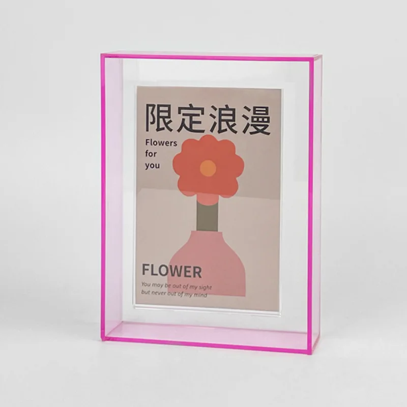 Pink Acrylic Photo Frame for Home Office Decor