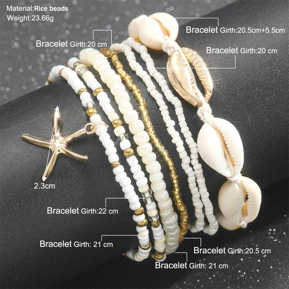 Summer Beach Starfish Crushed Stone Chain Anklet Set For Women Shell Charm Ankle Bracelet On The Leg Handmade Fashion Jewelry ankle chains silver anklet bracelet beads anklet fashion accessories