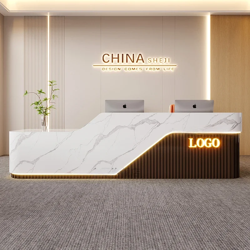 Bellezza Customer Center Cash Register Business Office Desks Shop Counter Desk Atril Hallway Table Chairs Reception Motion