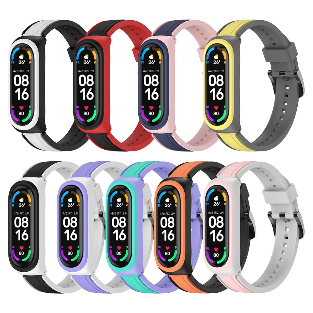 

Two-color Silicone Strap For Xiaomi Mi Band 3 4 5 6 7 Sports Bracelet Replaceable Wristband Mi Band 7 6 5 Strap Mi Band 4 3 Belt