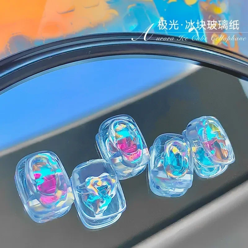 네일 아트 전사 레이저 쥬얼리 캔디 스티커, 크롭 페이퍼 카멜레온 매니큐어 장식