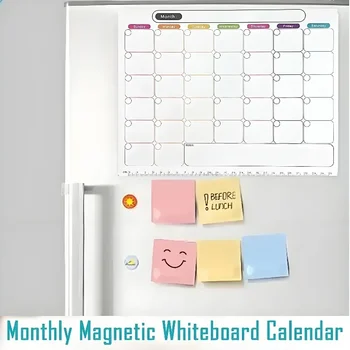 Foglio di calendario per frigorifero Adesivo magnetico Lavagna per messaggi Menu Cancellabile Pianificatore mensile settimanale Adesivi per frigorifero Lavagna Decorazioni per la casa 1