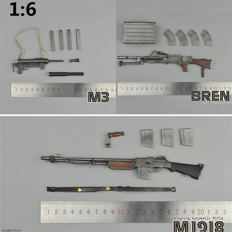 

Масштаб 1/6, модель ZY2003/4/5, аксессуар, американский армейский пулемет M3 BREN Submachine Grease, мини-Кукольное оружие для 12-дюймовой экшн-фигурки