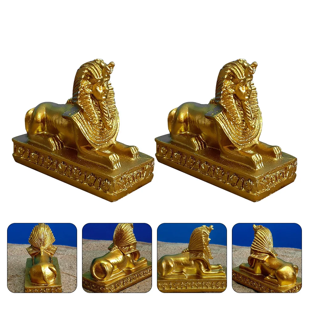 2pcs Resin Sphinx Decoration Ancient Egyptian Sphinx Ornament Simulated Sphinx Model Statue Craft For Home Cafe Desktop Decor - Image 3