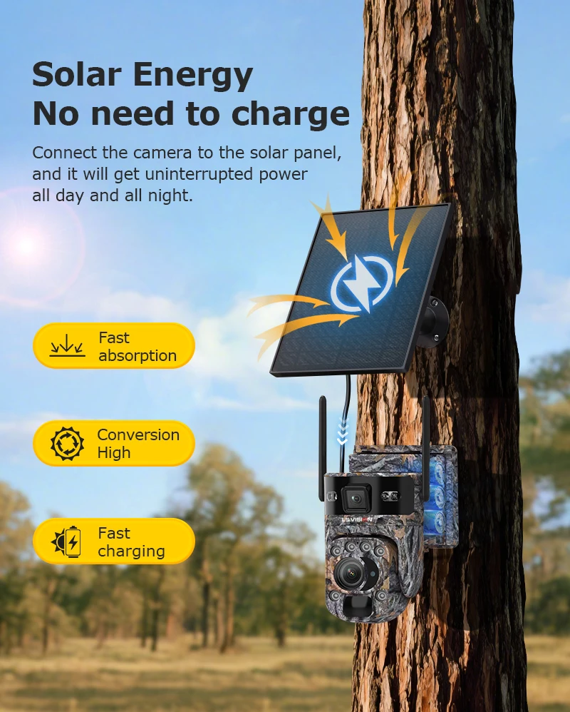 6K 12MP 4G Solar Hunting Trail Camera 60X ZOOM Wireless Outdoor Wildlife Camera