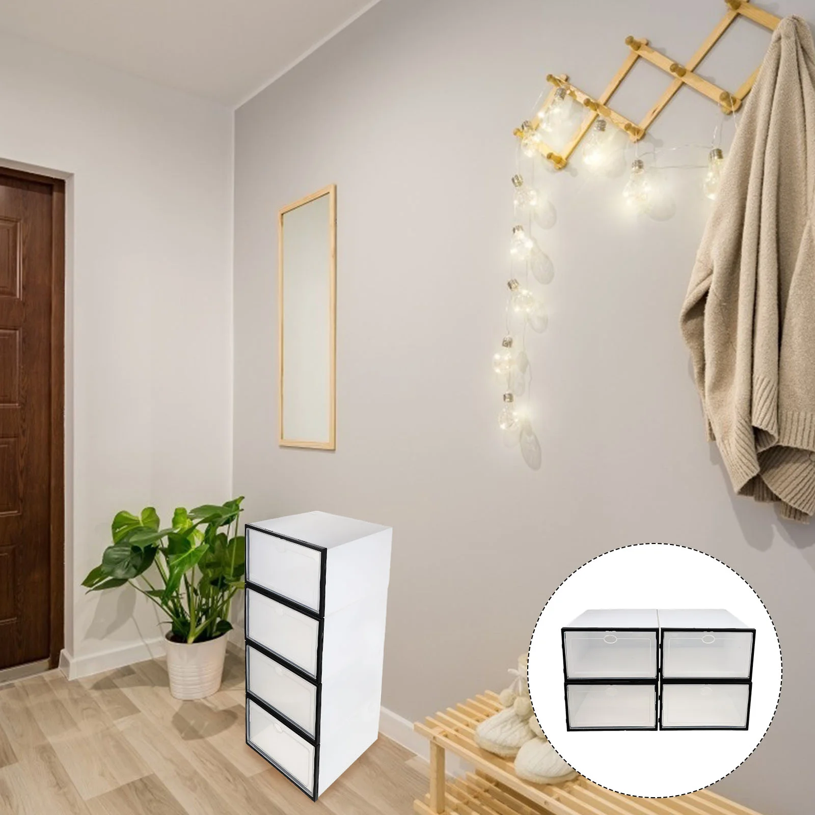 

4 Pcs Shoe Box Storage Transparent Shoes Boxes Foldable Bins Men Decor Holders Water Proof Multifunction Containers