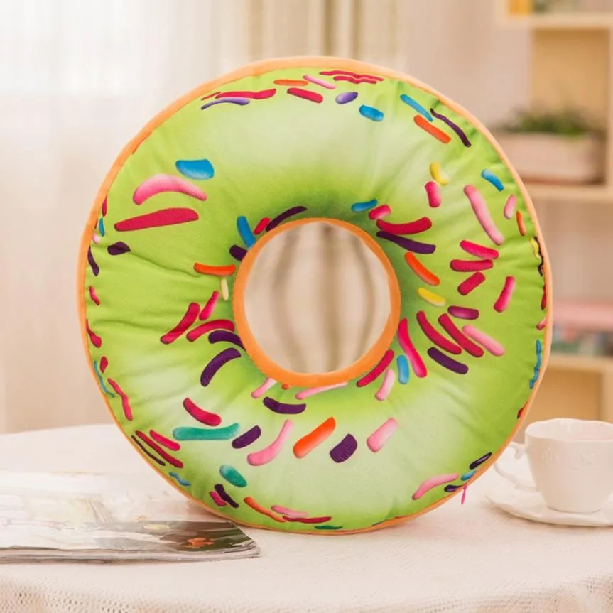 Soft Multi-function Plush Round Shape Cute Pillow Stuffed Seat Pad Sweet Doughnut Foods Cushion Cover Case Toys sofa cushion sofa pillow