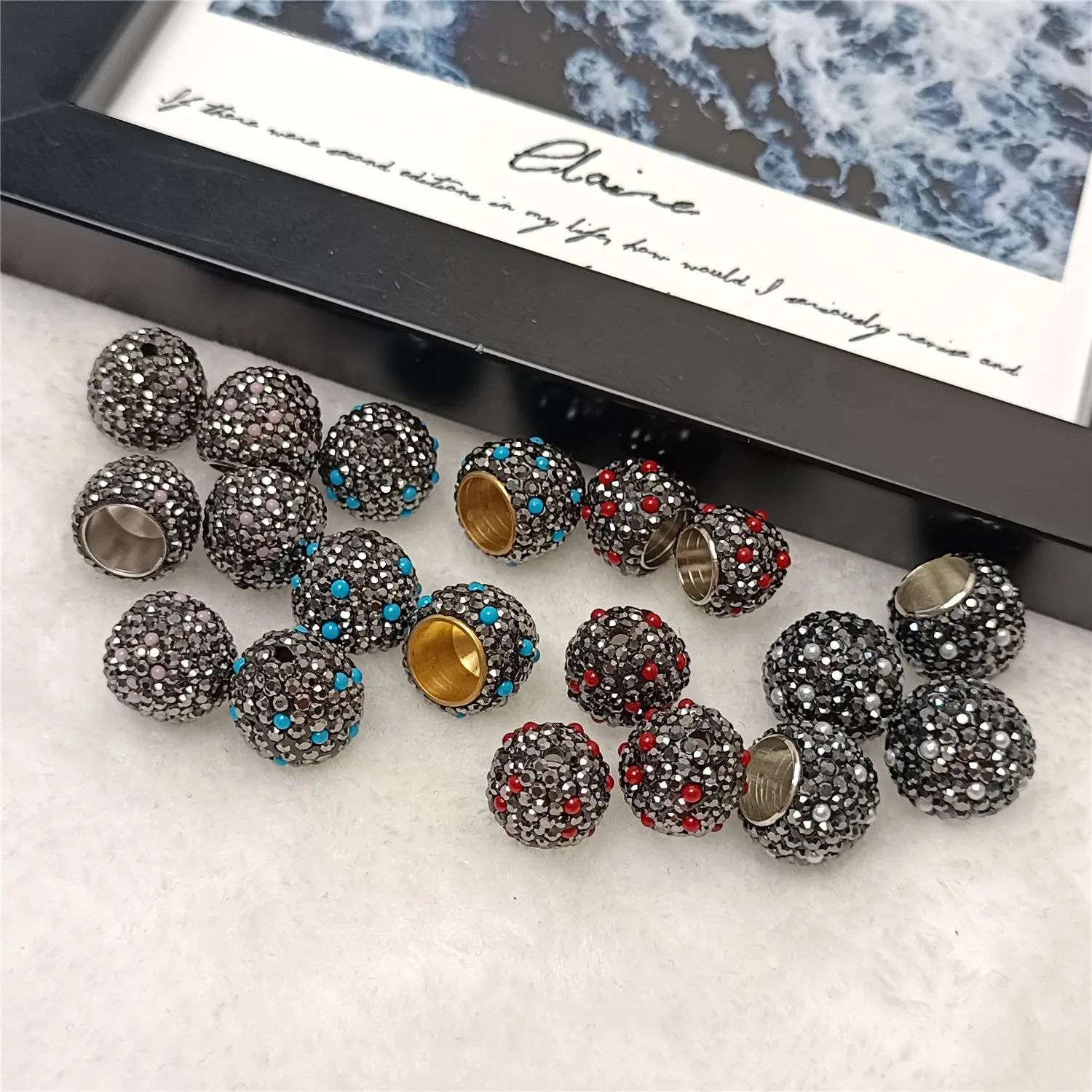 10pcs/batch Full Diamond Hat Spacer Beads With Beads Ladies DIY Necklaces, Bracelets, Earrings Jewelry Accessories Wholesale