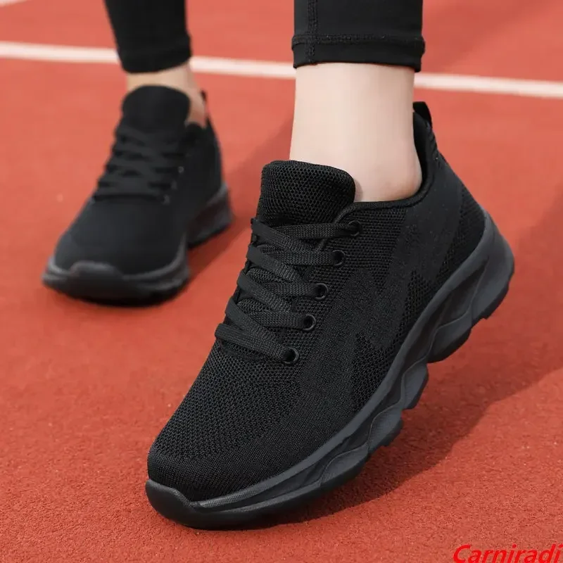 Fashion Lightweight Flying Weave Running Shoes Women Breathable Comfortable Casual Sneakers Ladies Non-slip Sports Fitness Shoes