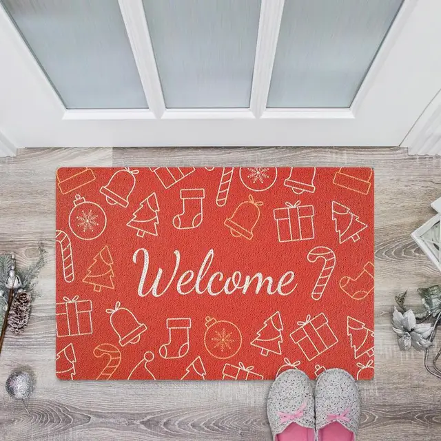 Üdvözöljük A Karácsonyi Ajtó Nem Csúnya Ház Szőnyege Megvastagodott, Abszorbens Mosható Padlószőnyeg Bejárat Szőnyeg Elülső - Image 3