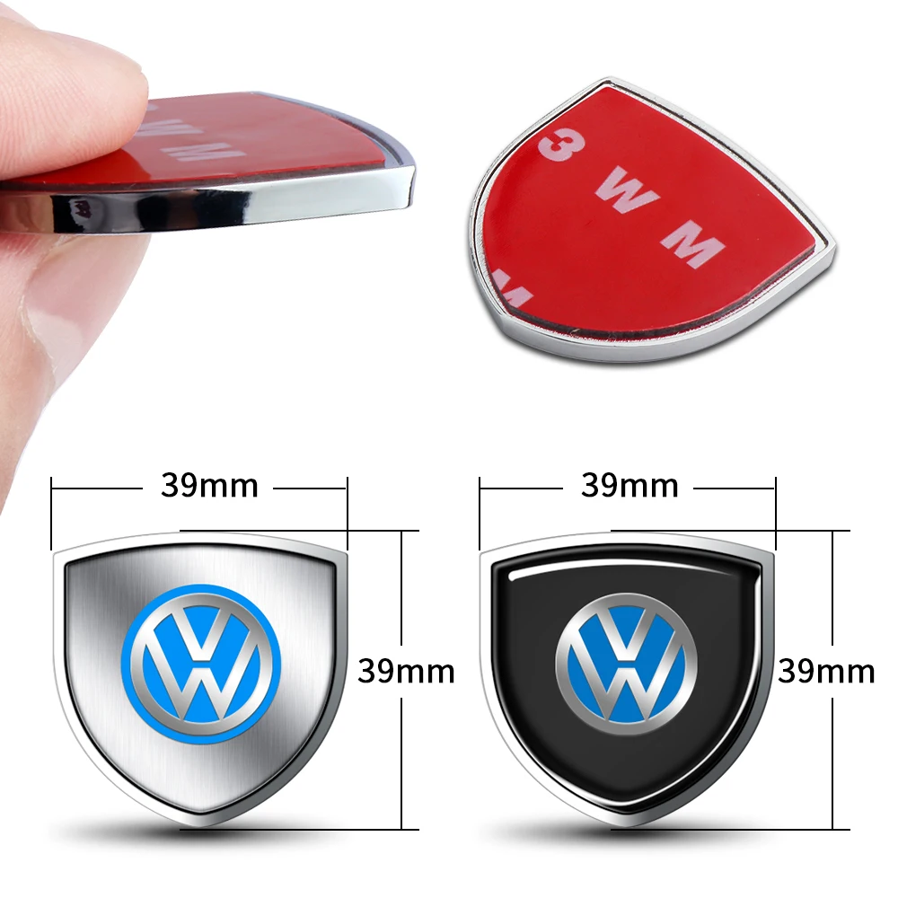 폭스바겐 VW 골프 7 폴로 티구안 제타 mk6 투란 파사트 보라, 3D 메탈 쉴드 로고, 자동차 펜더 사이드 테일 바디 스티커, 1 개, 2 개