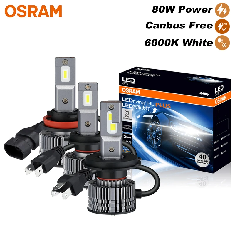 OSRAM LED H4 H7 H11 CF2.0 พลัสไฟหน้ารถ HB3 HB4 80W 12/24V สูงต่ำ 6000K สีขาวสว่างอัพเกรดโคมไฟหมอก 1